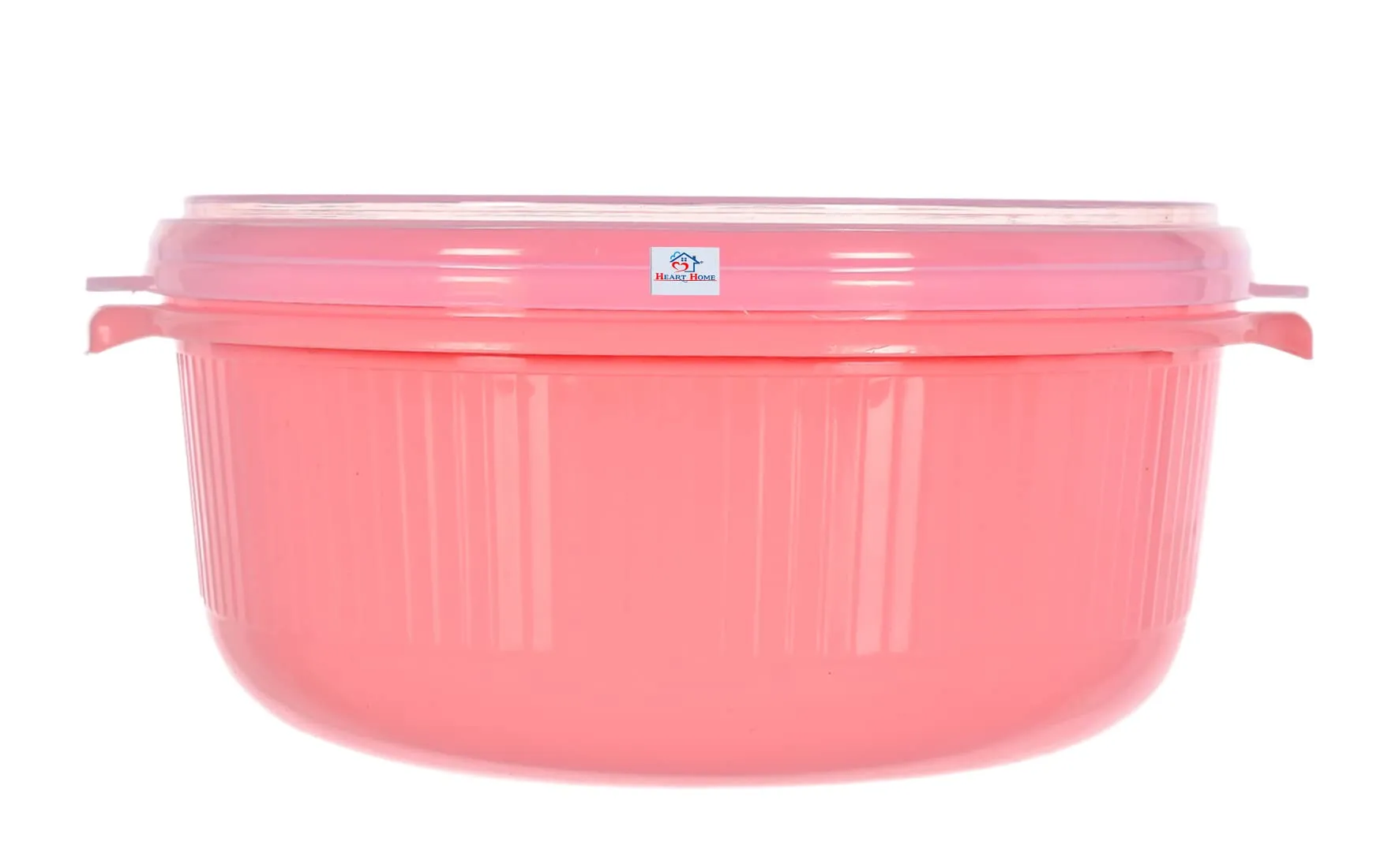 Heart Home 3 Piece Multiuses Plastic Serving/Mixing Bowls, Food Storage Containers Set with Lid, (3200ml, 1800ml, 1000ml) (Pink)-46KHH0143