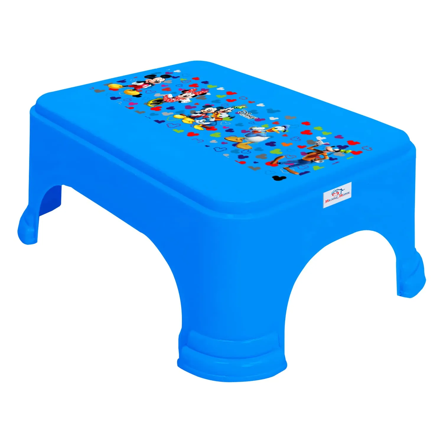 Heart Home Disney Team Mickey Print Bathroom Stool|Durable Plastic Stool for Kitchen|Stool for Kids|Patla for Toilet (Blue)