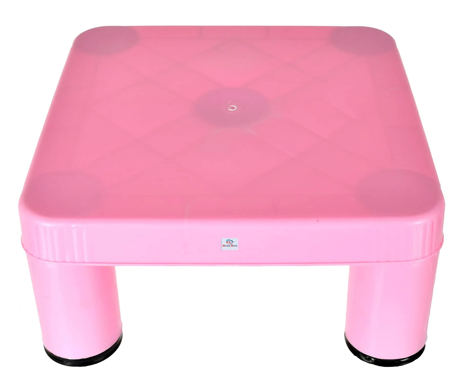 Heart Home Small Portable,Lightweight, Comfortable Square Plastic Seating Stool/Patla for Home, Bathroom, Kitchen (Pink)