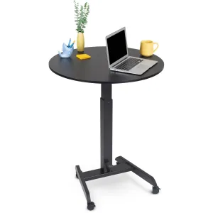 Height Adjustable Round Table and Mobile Workstation