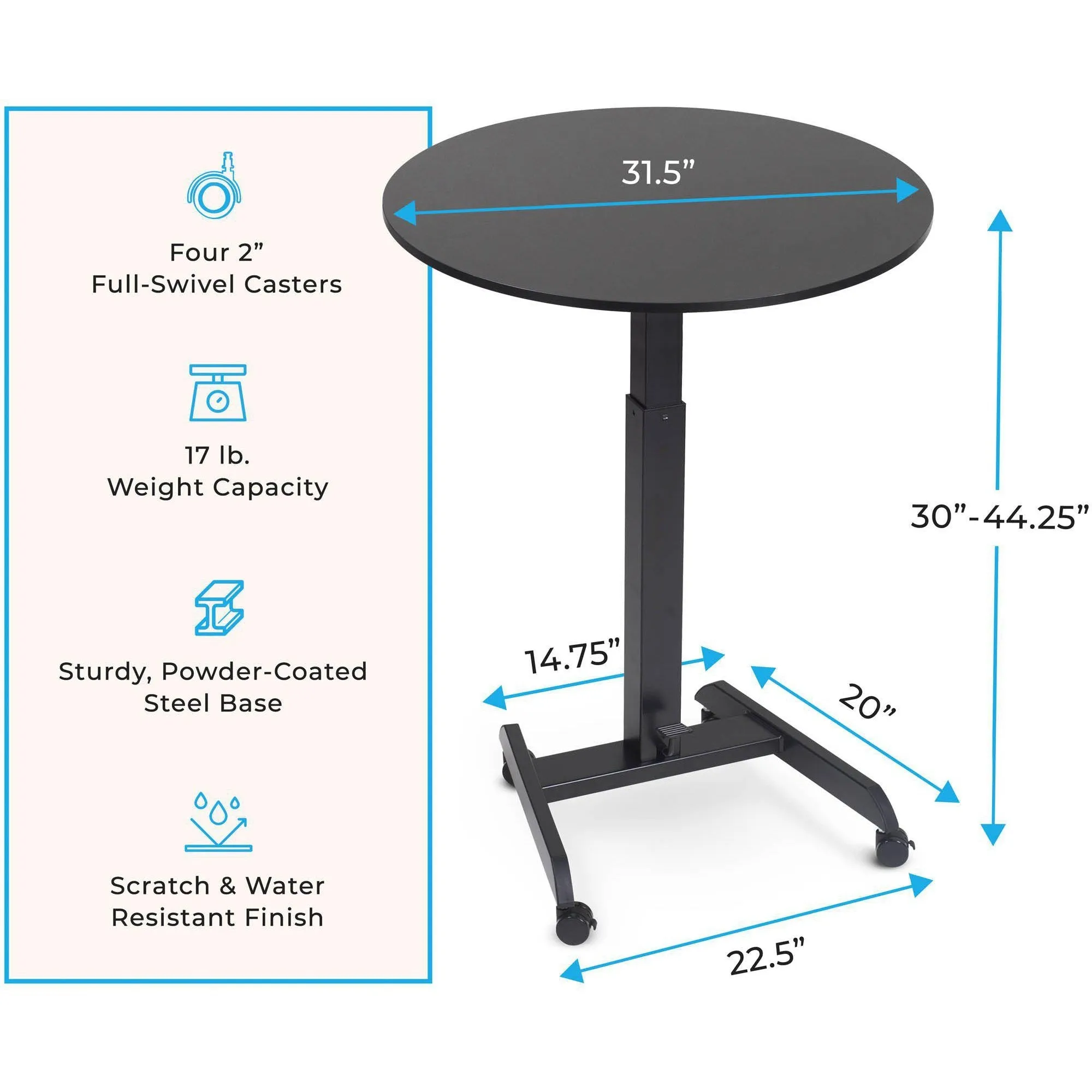 Height Adjustable Round Table and Mobile Workstation