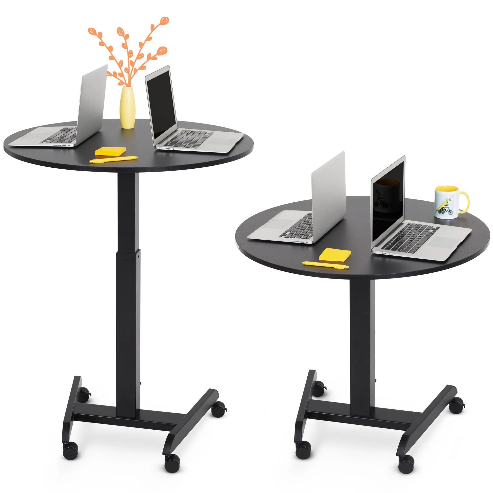 Height Adjustable Round Table and Mobile Workstation