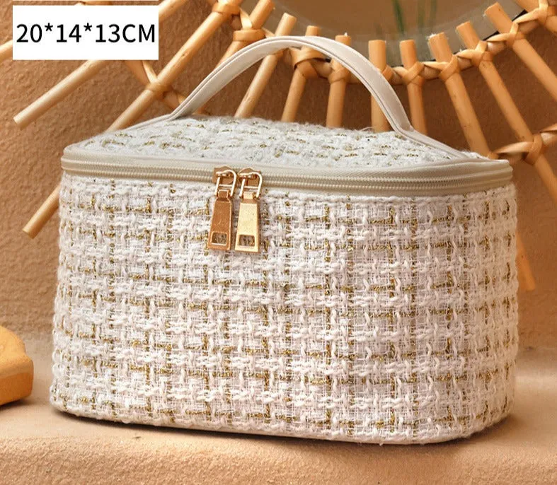 Houndstooth large capacity cosmetic bag portable portable toiletry storage bag travel waterproof toiletry bag