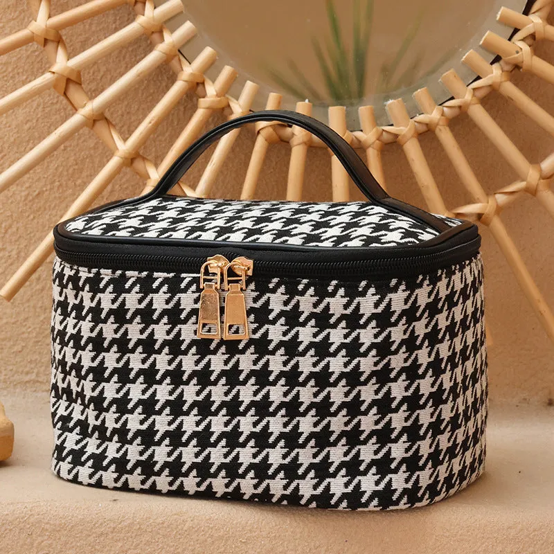 Houndstooth large capacity cosmetic bag portable portable toiletry storage bag travel waterproof toiletry bag