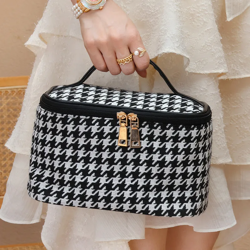 Houndstooth large capacity cosmetic bag portable portable toiletry storage bag travel waterproof toiletry bag