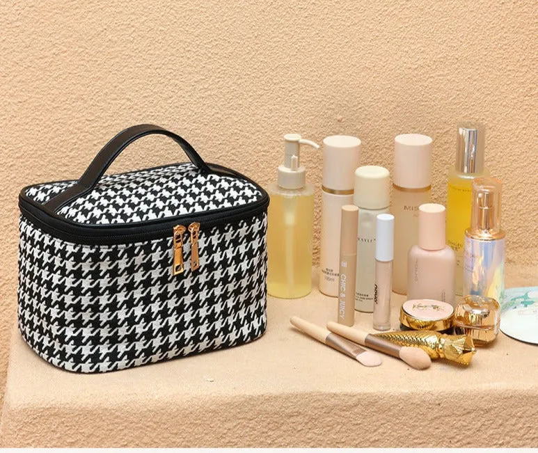 Houndstooth large capacity cosmetic bag portable portable toiletry storage bag travel waterproof toiletry bag