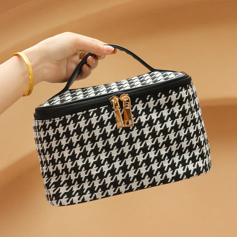 Houndstooth large capacity cosmetic bag portable portable toiletry storage bag travel waterproof toiletry bag