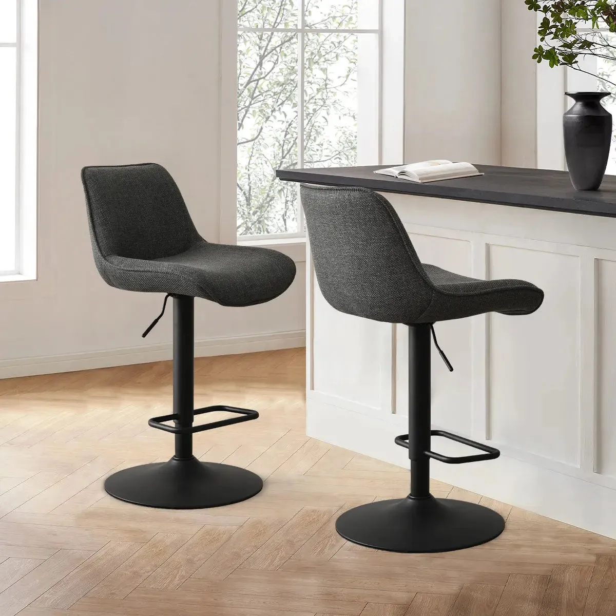 Hunter Upholstered Swivel Adjustable Counter Stool (Set of 2)