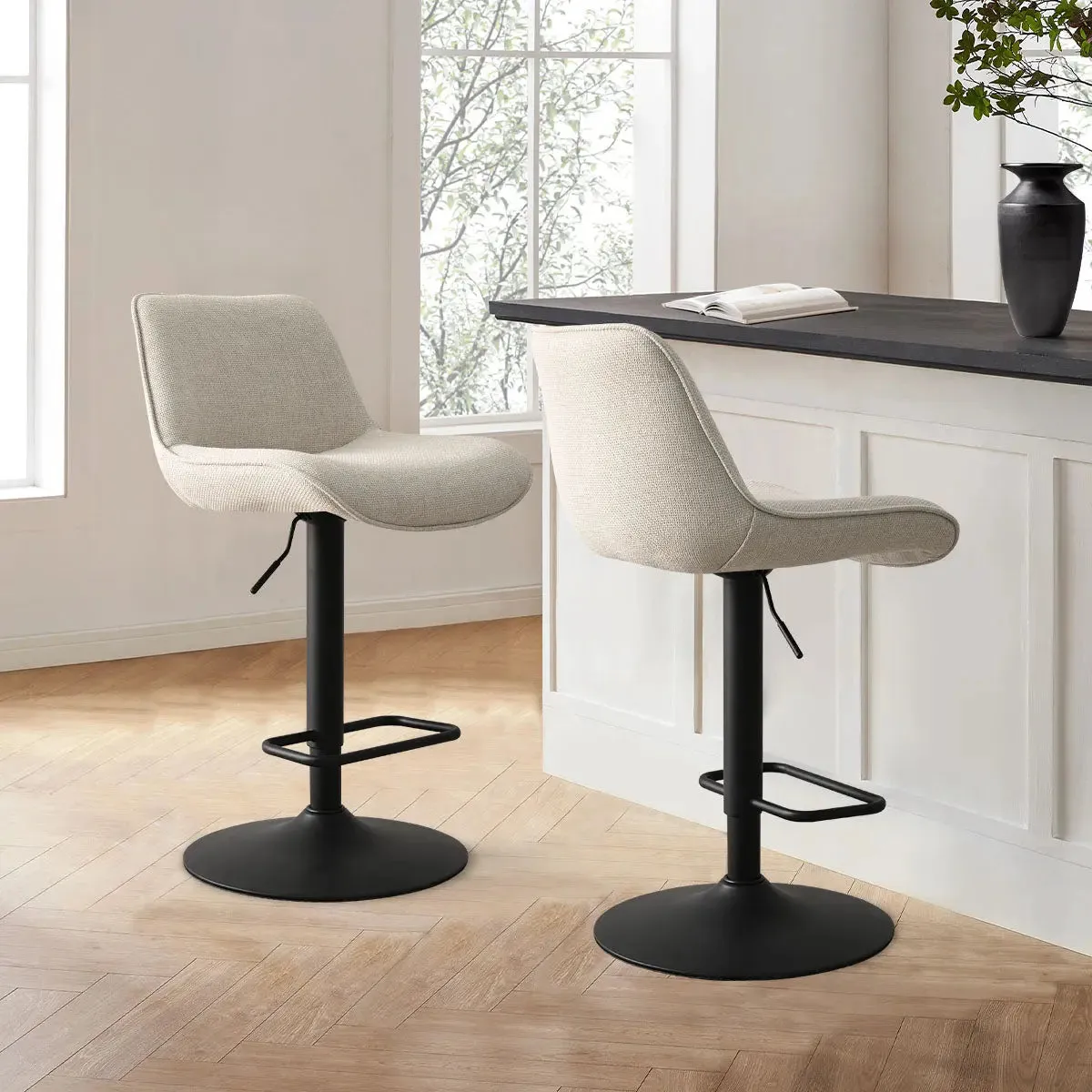 Hunter Upholstered Swivel Adjustable Counter Stool (Set of 2)