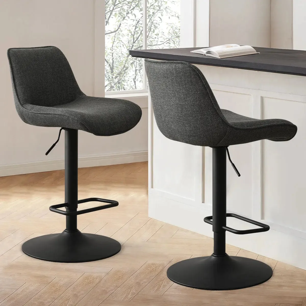 Hunter Upholstered Swivel Adjustable Counter Stool (Set of 2)