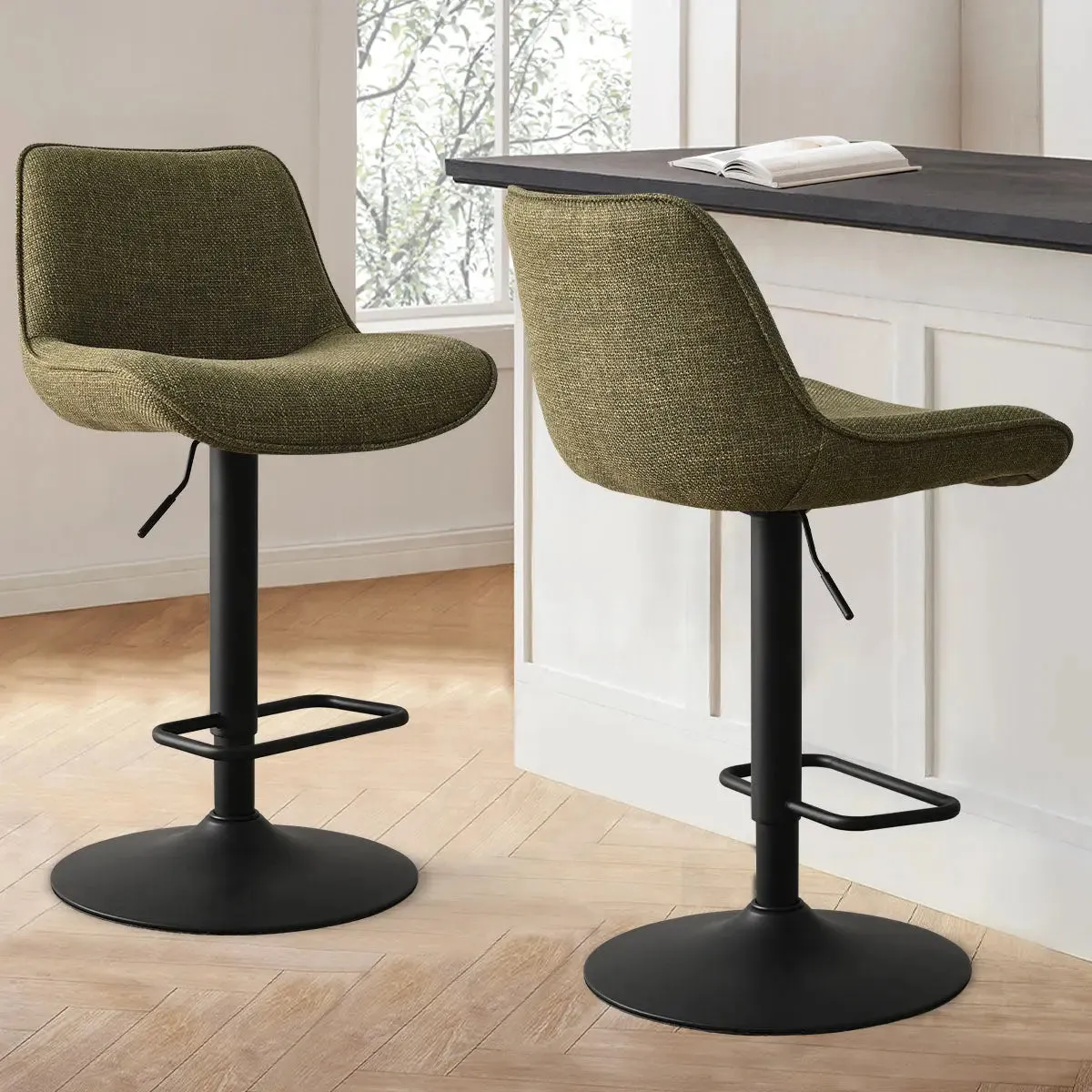 Hunter Upholstered Swivel Adjustable Counter Stool (Set of 2)