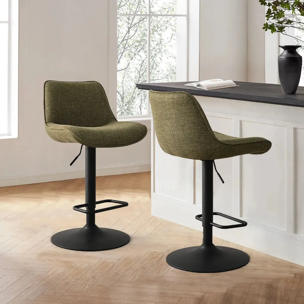 Hunter Upholstered Swivel Adjustable Counter Stool (Set of 2)