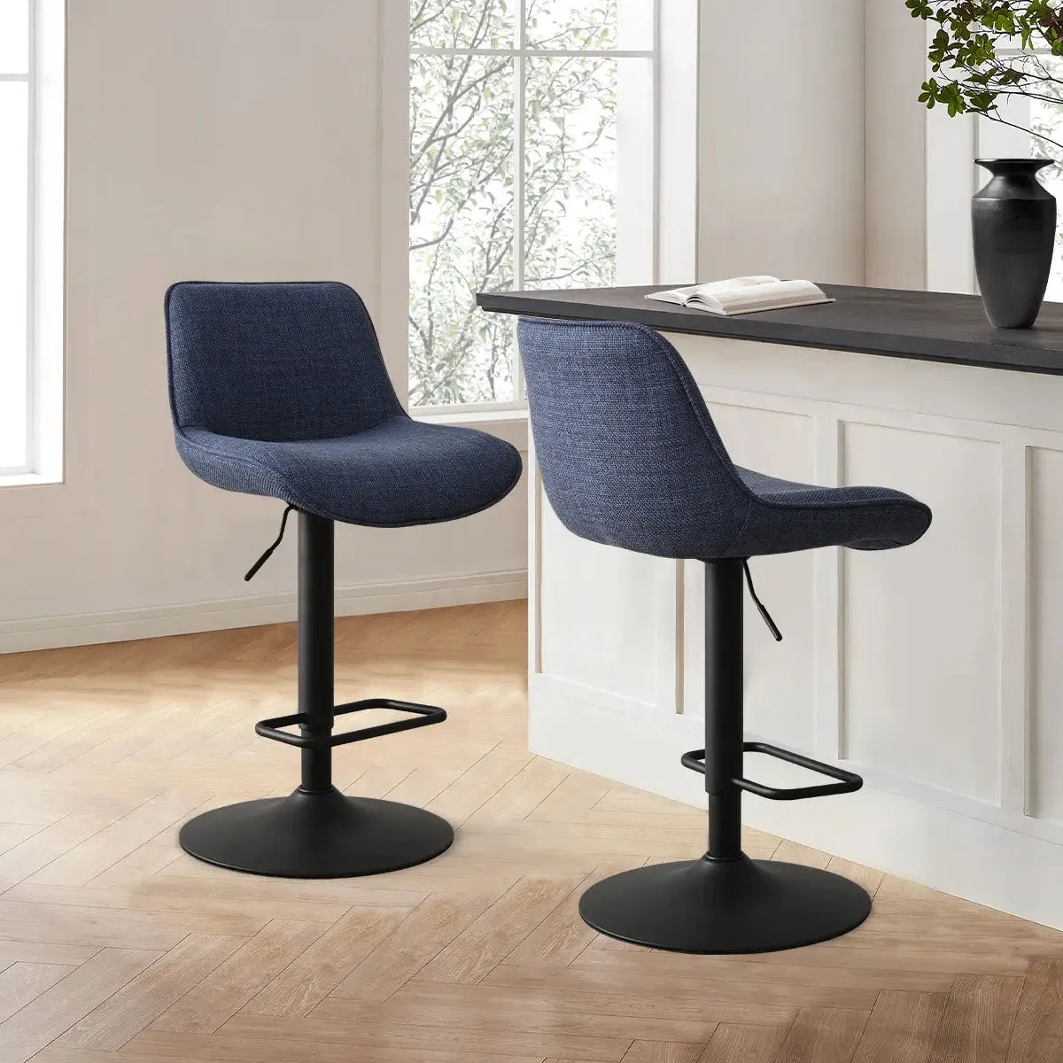 Hunter Upholstered Swivel Adjustable Counter Stool (Set of 2)