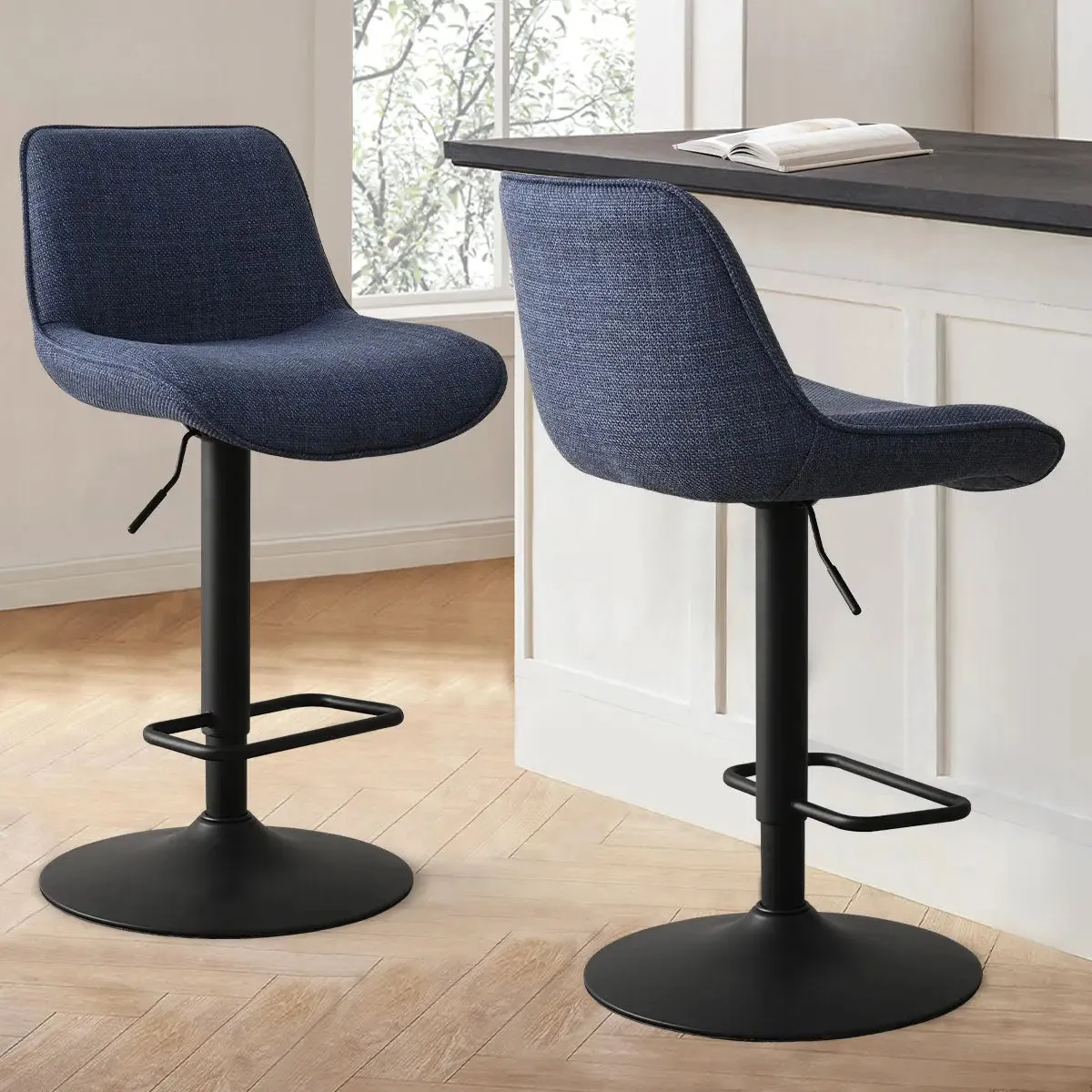 Hunter Upholstered Swivel Adjustable Counter Stool (Set of 2)