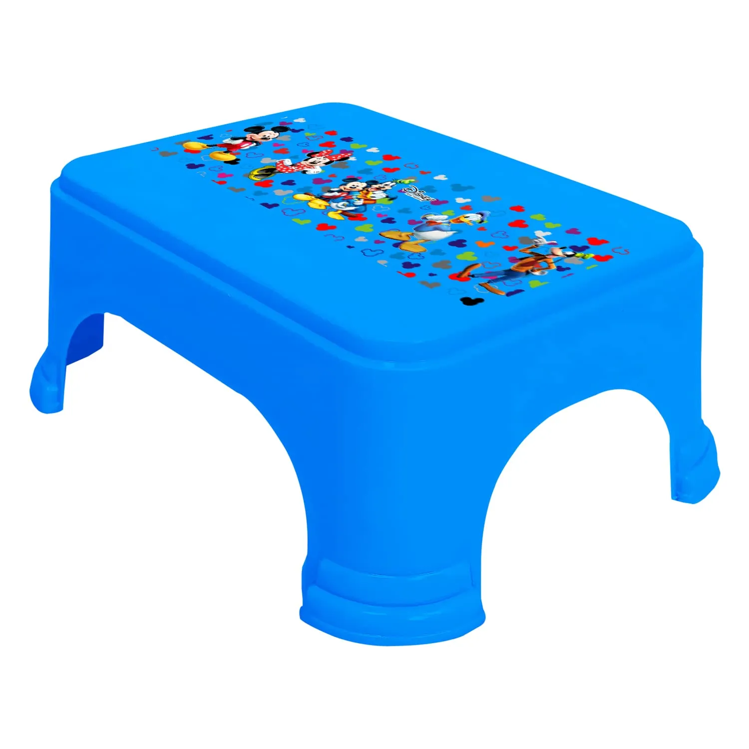 Kuber Industries Disney Team Mickey Print Bathroom Stool|Durable Plastic Stool for Kitchen|Stool for Kids|Patla for Toilet (Blue)