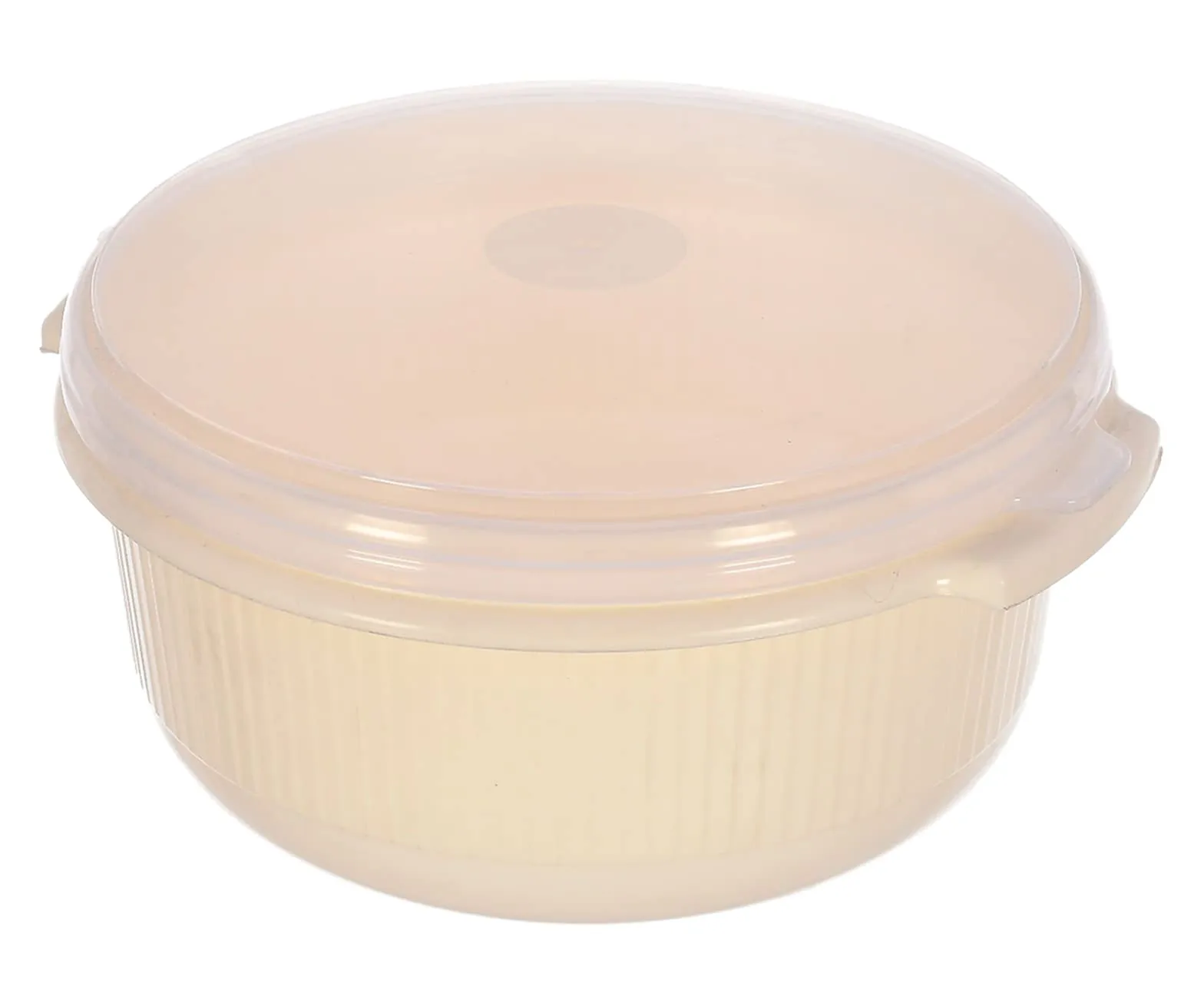 Kuber Industries Food Grade, Microwave & Freezer Safe Plastic Bowls, Food Storage Container Set With Lid, Set of 3 (3200ml, 1800ml, 1000ml) (Cream)-46KM0318