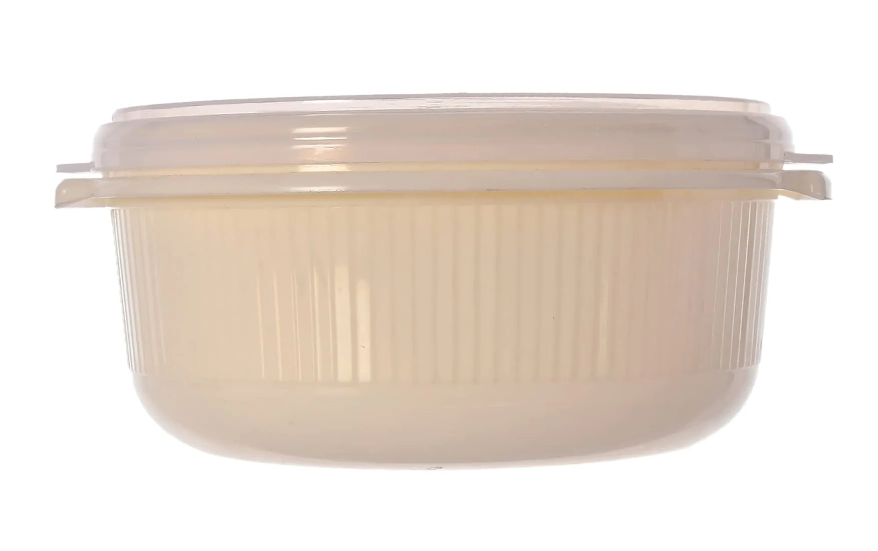 Kuber Industries Food Grade, Microwave & Freezer Safe Plastic Bowls, Food Storage Container Set With Lid, Set of 3 (3200ml, 1800ml, 1000ml) (Cream)-46KM0318