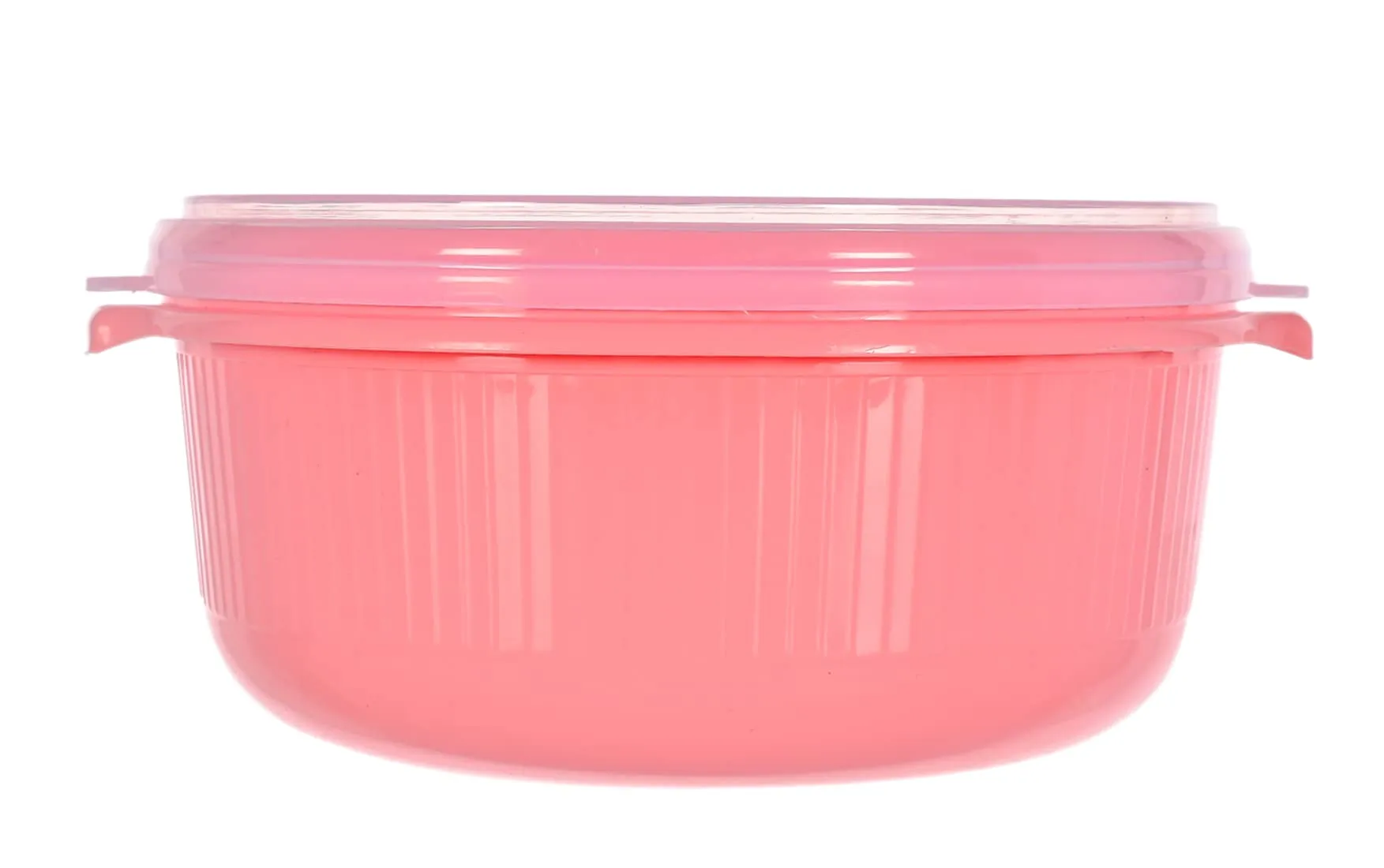 Kuber Industries Food Grade, Microwave & Freezer Safe Plastic Bowls, Food Storage Container Set with Lid, Set of 3 (3200ml, 1800ml, 1000ml) (Pink)-46KKM0144