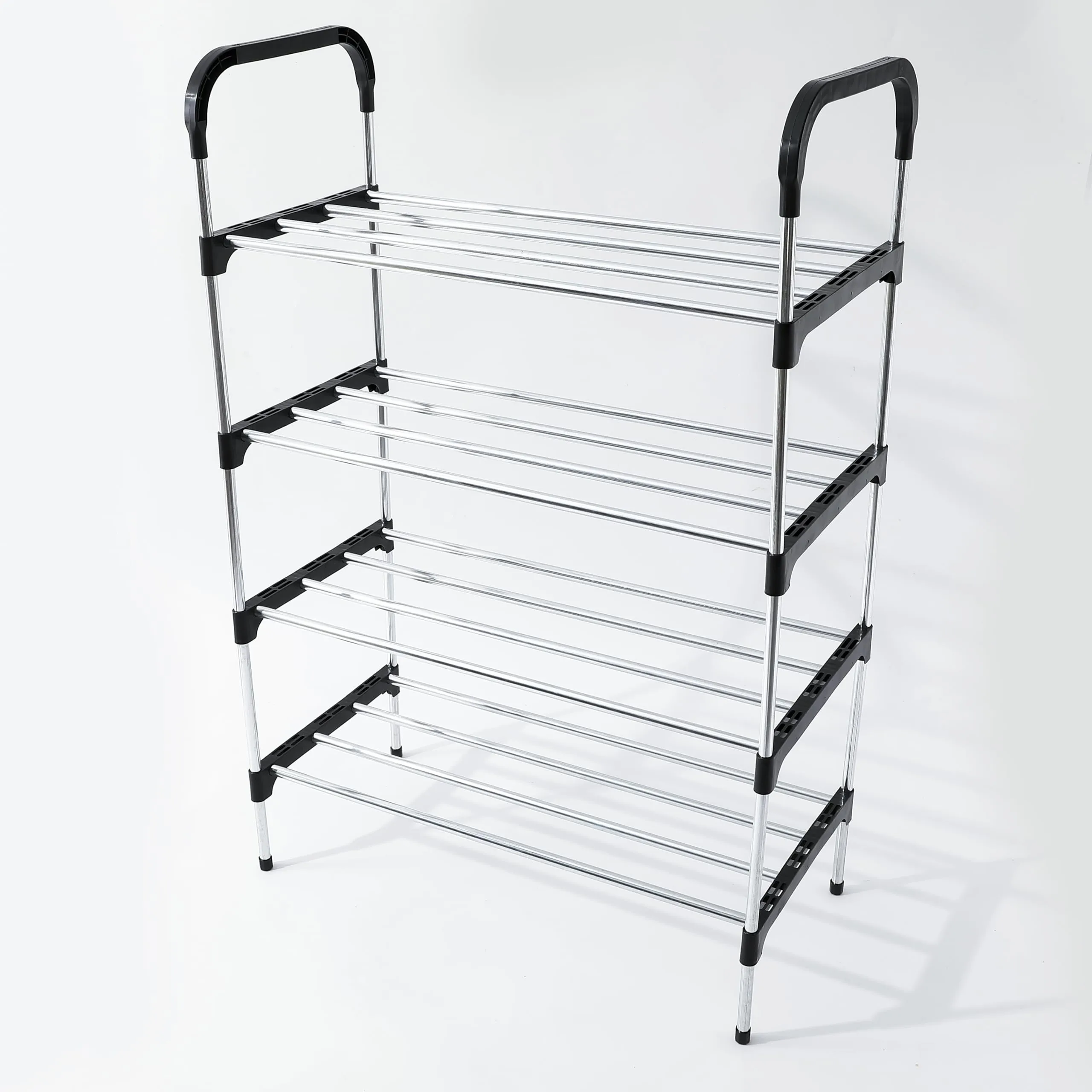 Kuber Industries (Pack 5) 5 Layer Shoe Rack | Footwear Holder | Shoe Storage Organizer Cabinet | Multi-Layer Adjustable shoe rack stand | Easy Assembly Sturdy Shoe Tower | Black & Silver