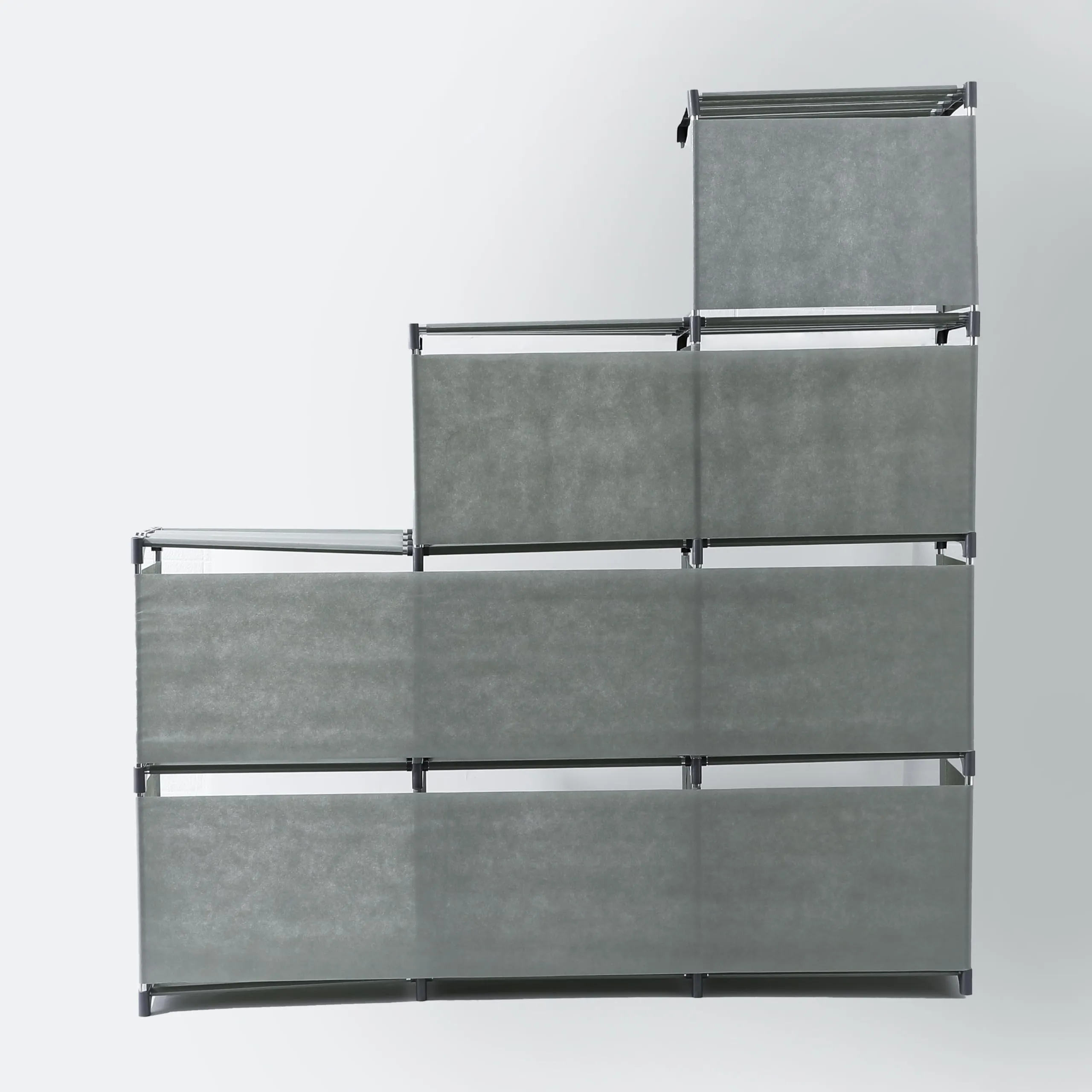 Kuber Industries (Pack of 3) 9 Layer Book Rack | Book Cabinet Shelves for Bedroom Office Living Room | Storage Shelve for Books Storage Organizer | Adjustable Shelf Rack | SJ432G| Grey