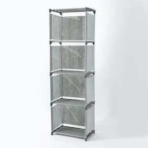 Kuber Industries (Pack of 4) 4 Layer Book Rack | Book Cabinet Shelves for Bedroom Office Living Room | Storage Shelve for Books Storage Organizer | Adjustable Shelf Rack | SJ04G | Grey