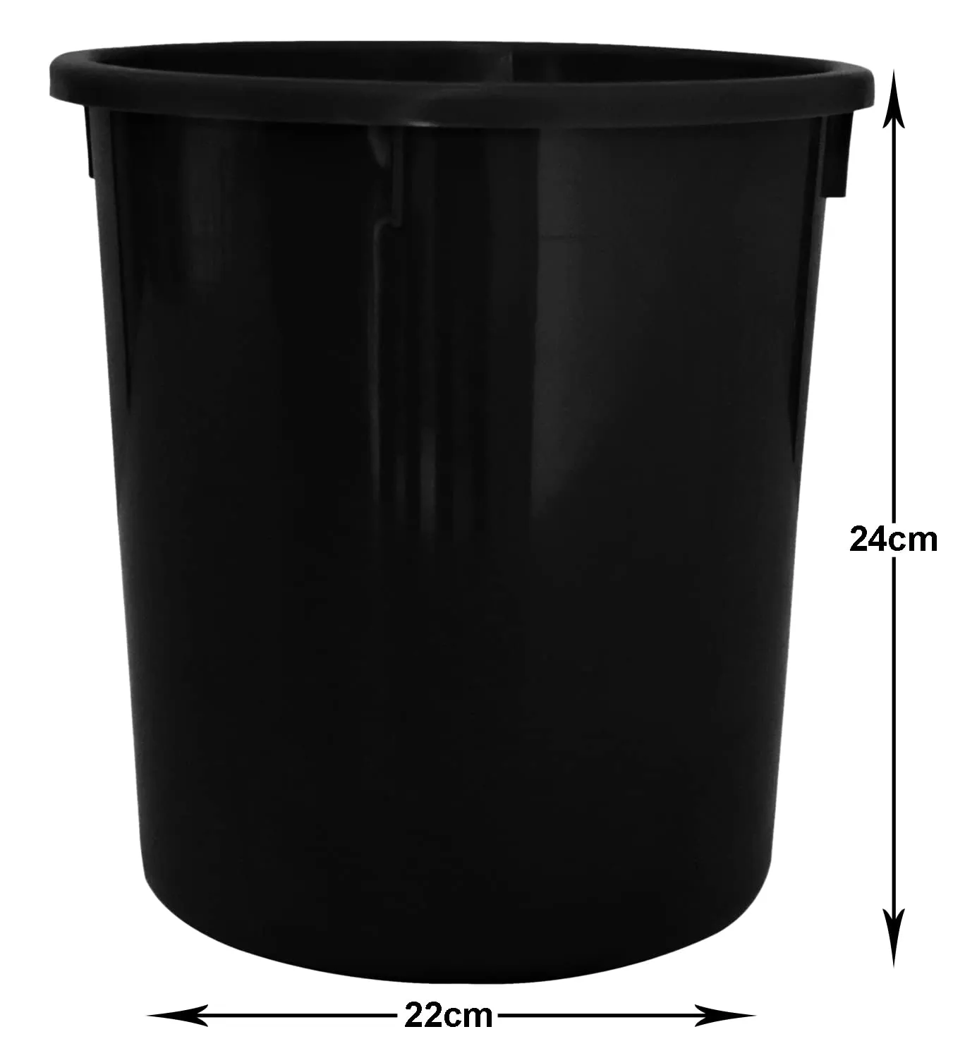 Kuber Industries Plastic Dustbin|Solid Color & Durable Plastic|Round Shape, Capicity 5 Ltr (Black)-47KM01030, Open Top