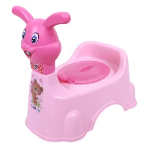 Kuber Industries Potty Toilet Trainer Seat | Plastic Potty Training Seat | Baby Potty Seat | Potty Seat For Child | Potty Training Seat for Kids | Rabbit Design | Pink