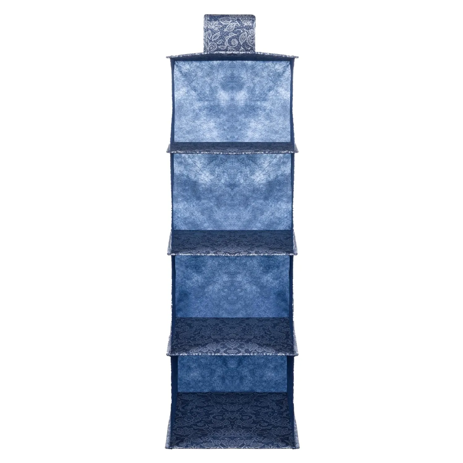 Kuber Industries Shoe Rack | 4 Shelf Foldable Storage Rack | Clothes Hanging Organizer | Shoe Storage Organizer | Closet Organizer with Velcro | Shoe Rack Flower Printed | Navy Blue