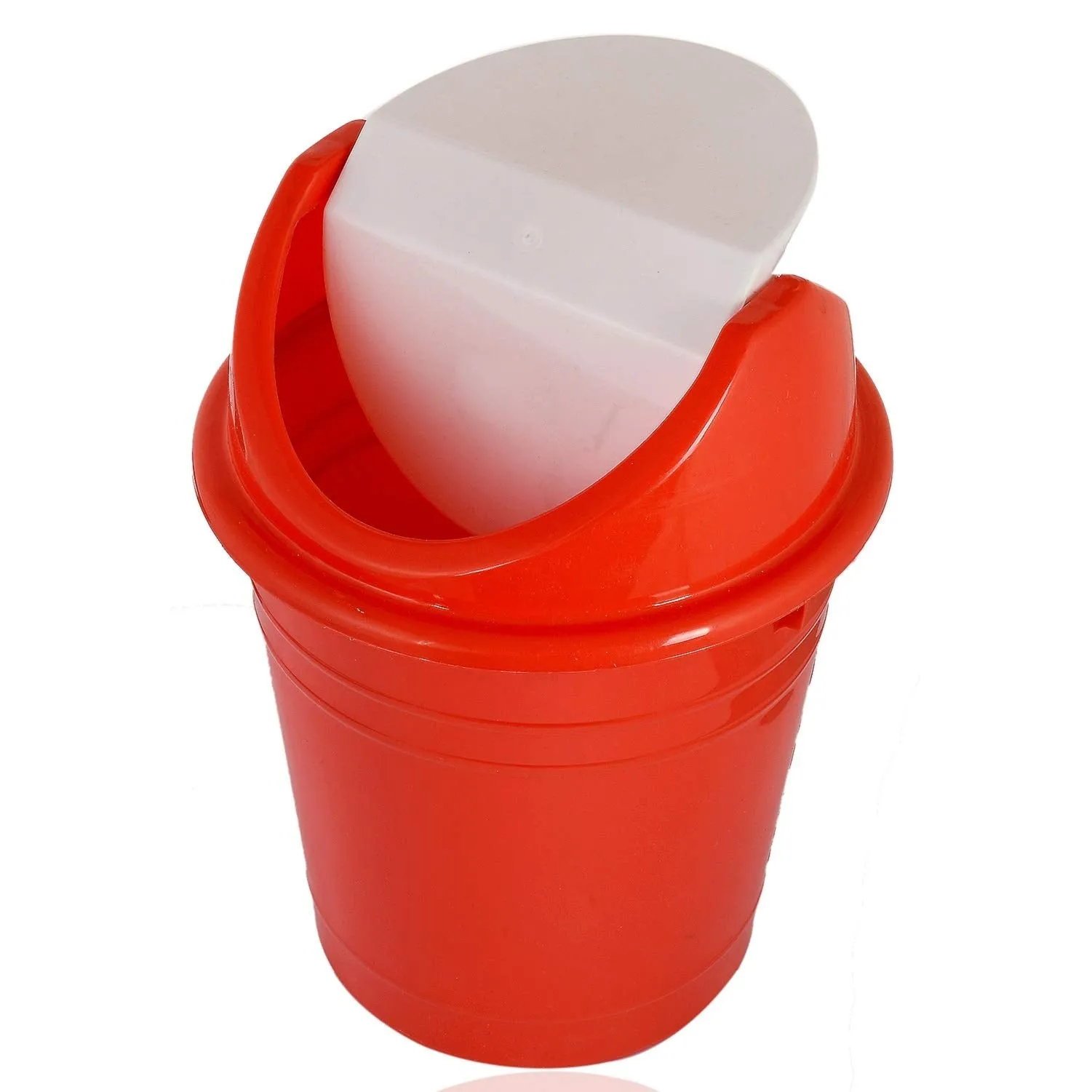 Kuber Industries Swing Lid Plastic Dustbin|Dustbin for Home, Office, Factory|Capicity 10 Liters|Pack of 2 (Red)