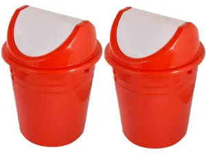 Kuber Industries Swing Lid Plastic Dustbin|Dustbin for Home, Office, Factory|Capicity 10 Liters|Pack of 2 (Red)