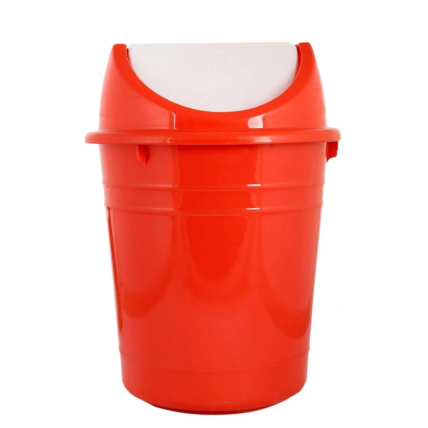 Kuber Industries Swing Lid Plastic Dustbin|Dustbin for Home, Office, Factory|Capicity 10 Liters|Pack of 2 (Red)