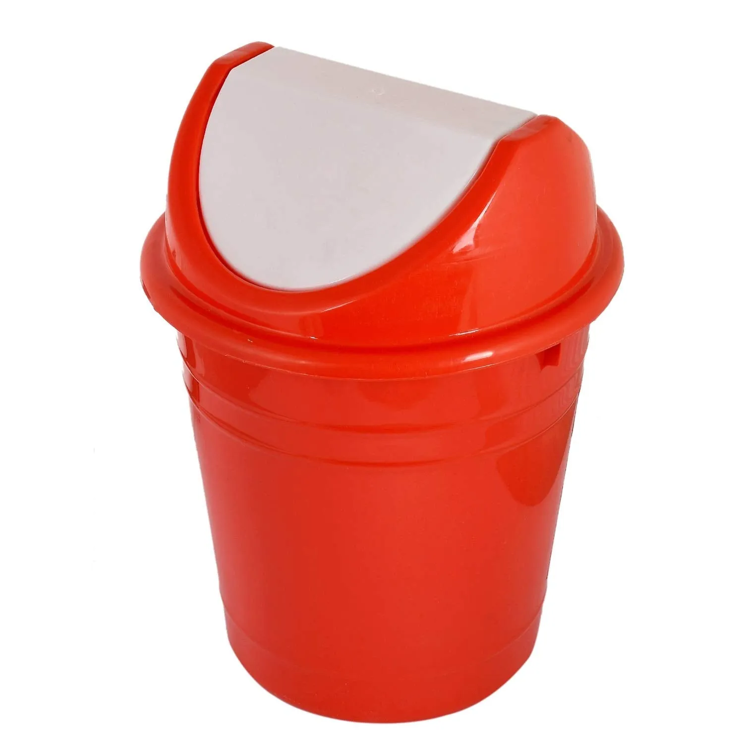 Kuber Industries Swing Lid Plastic Dustbin|Dustbin for Home, Office, Factory|Capicity 10 Liters|Pack of 2 (Red)