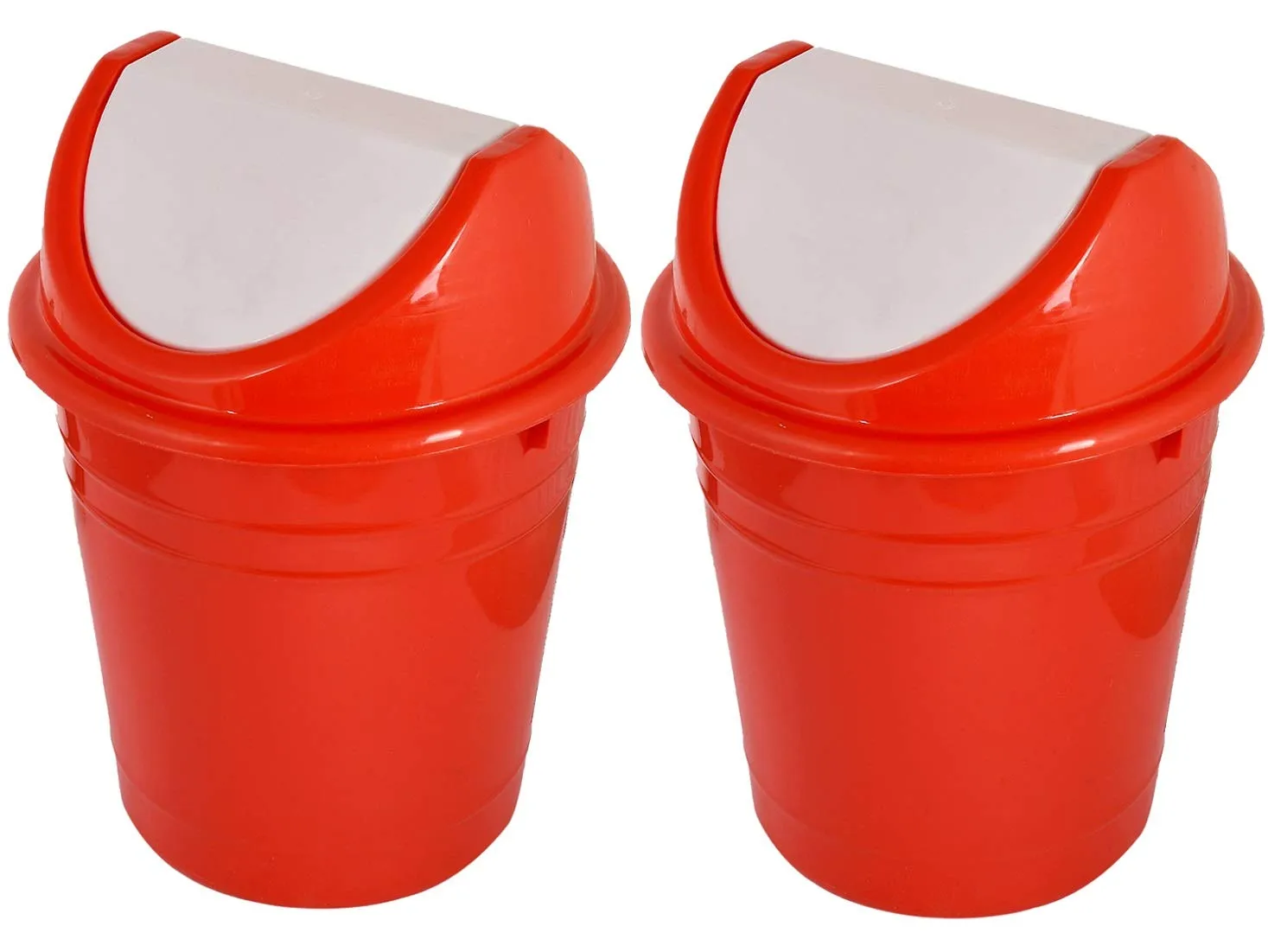 Kuber Industries Swing Lid Plastic Dustbin|Dustbin for Home, Office, Factory|Capicity 10 Liters|Pack of 2 (Red)