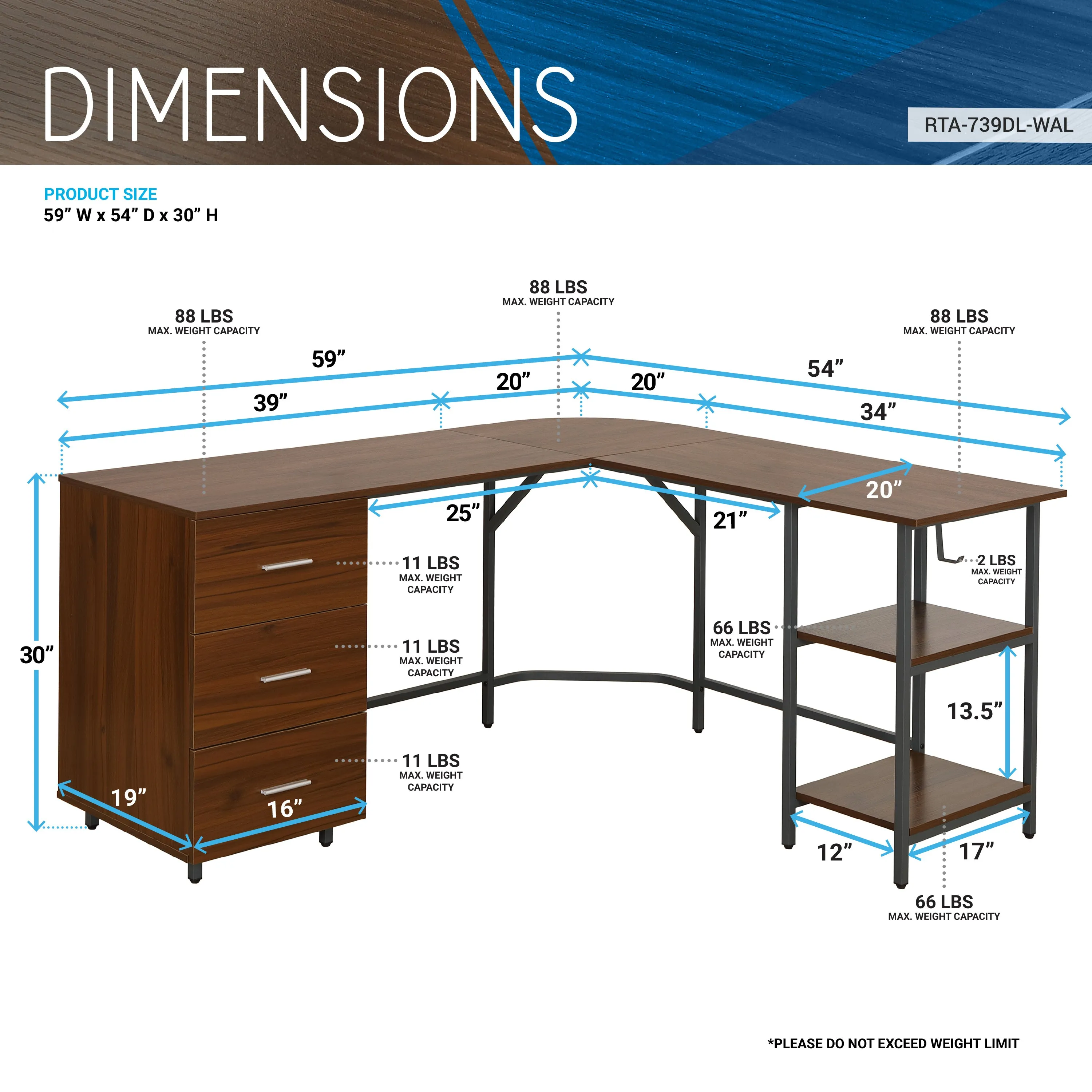 L-Shape Home Office Two-Tone Desk with Storage