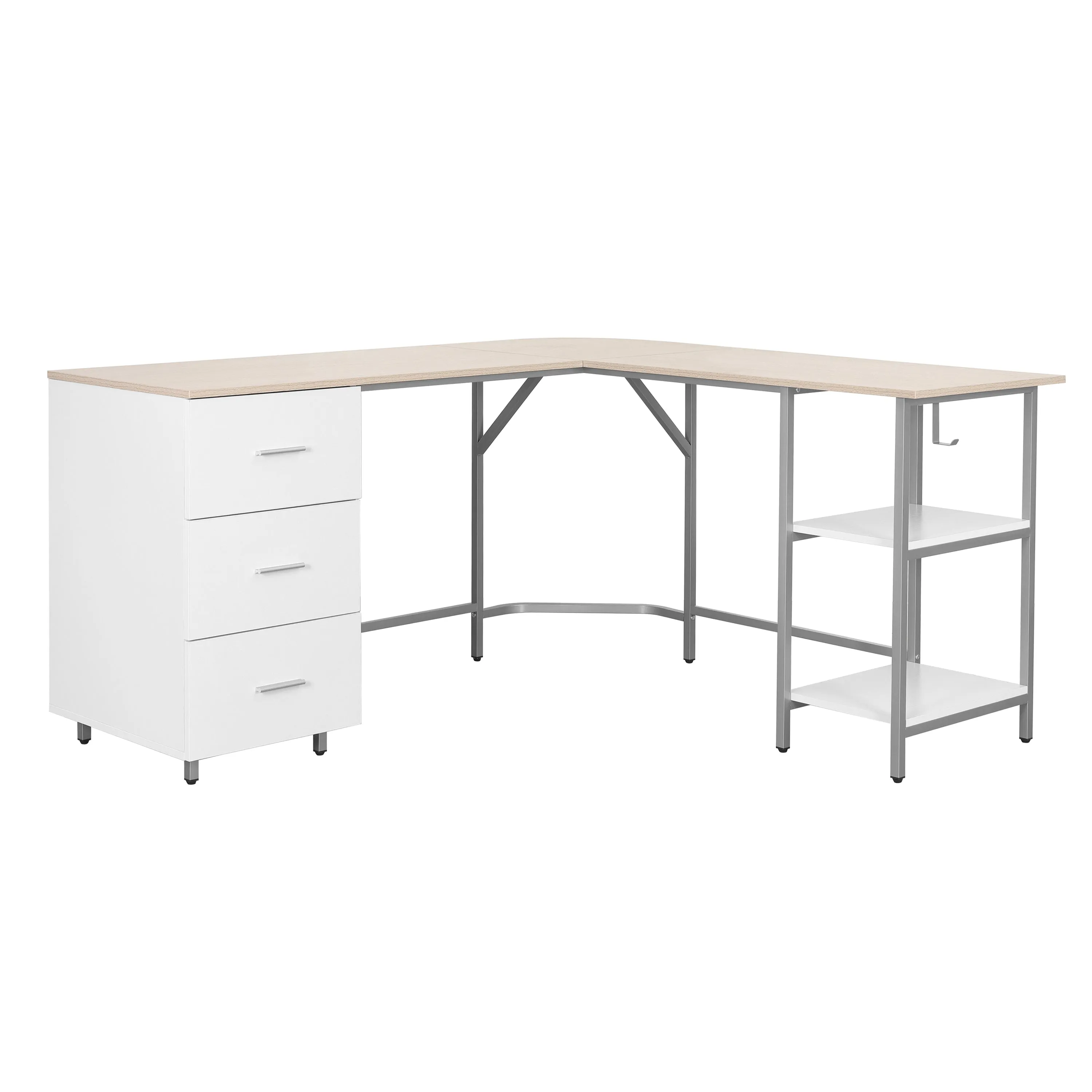 L-Shape Home Office Two-Tone Desk with Storage