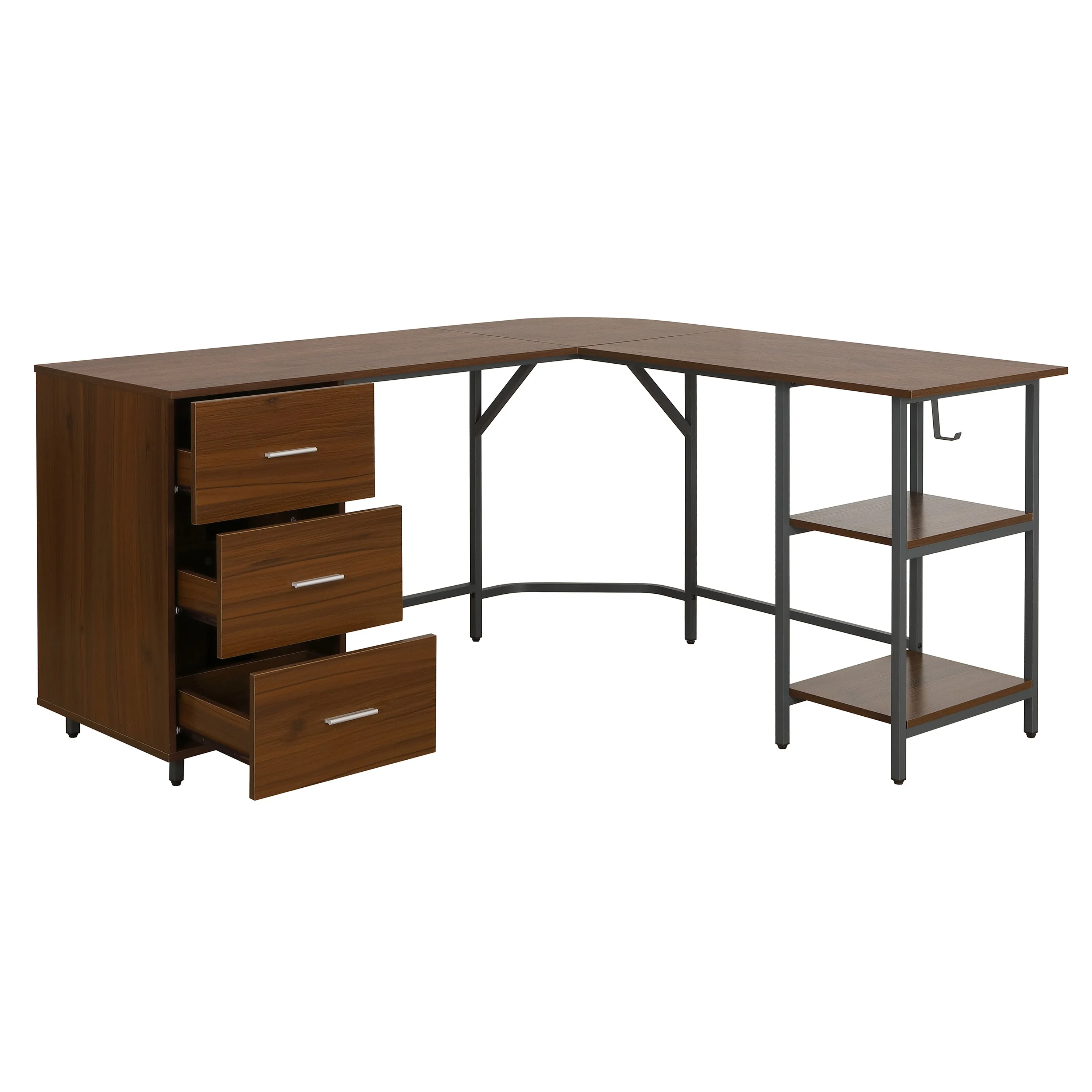 L-Shape Home Office Two-Tone Desk with Storage