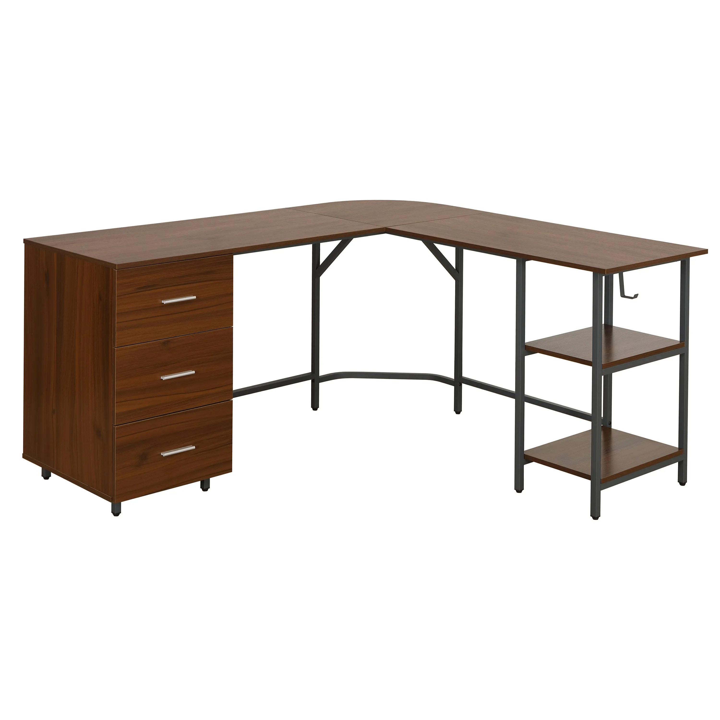 L-Shape Home Office Two-Tone Desk with Storage