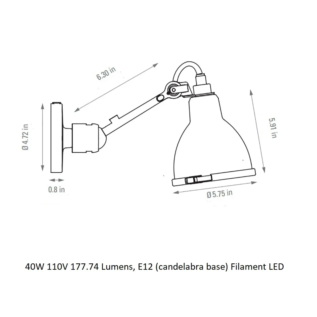 Lampe Gras N°304 Bathroom Vanity Light