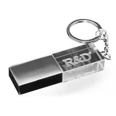 LED Crystal USB Drive with Key Chain