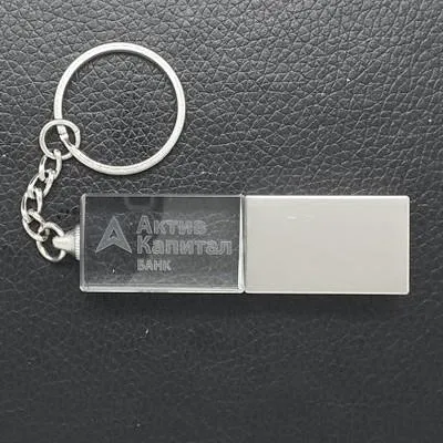 LED Crystal USB Drive with Key Chain