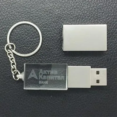 LED Crystal USB Drive with Key Chain