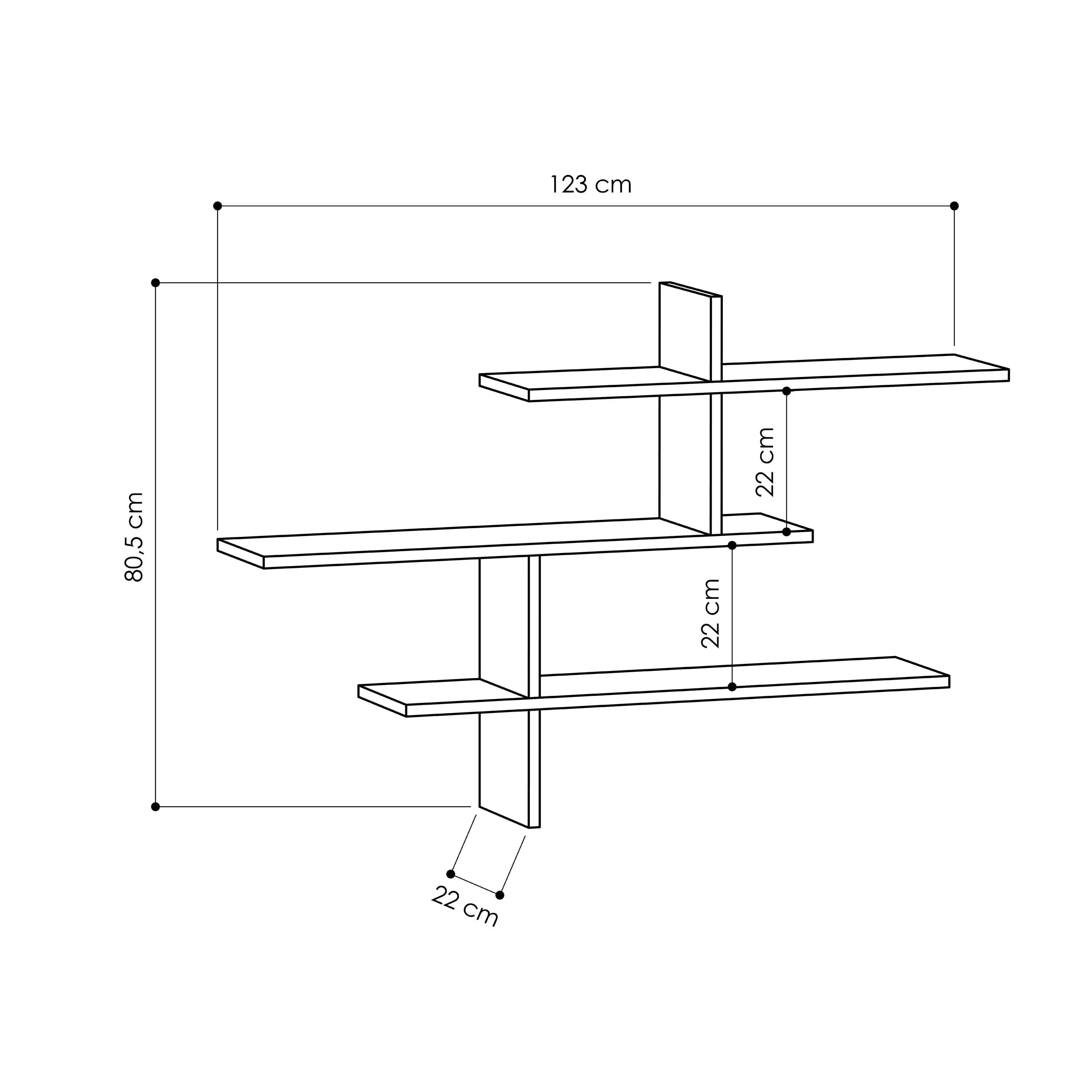 Leo Modern Floating Shelf Tall 80.5cm