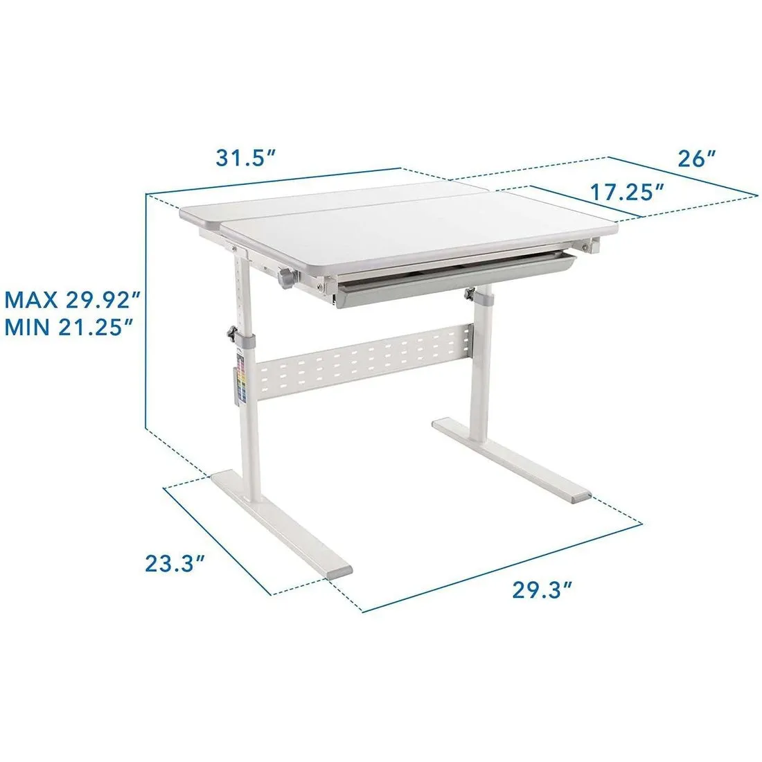 Mount-It! 32"x26" Height-Adjustable Kid's Desk for Children K-12, MI-10204