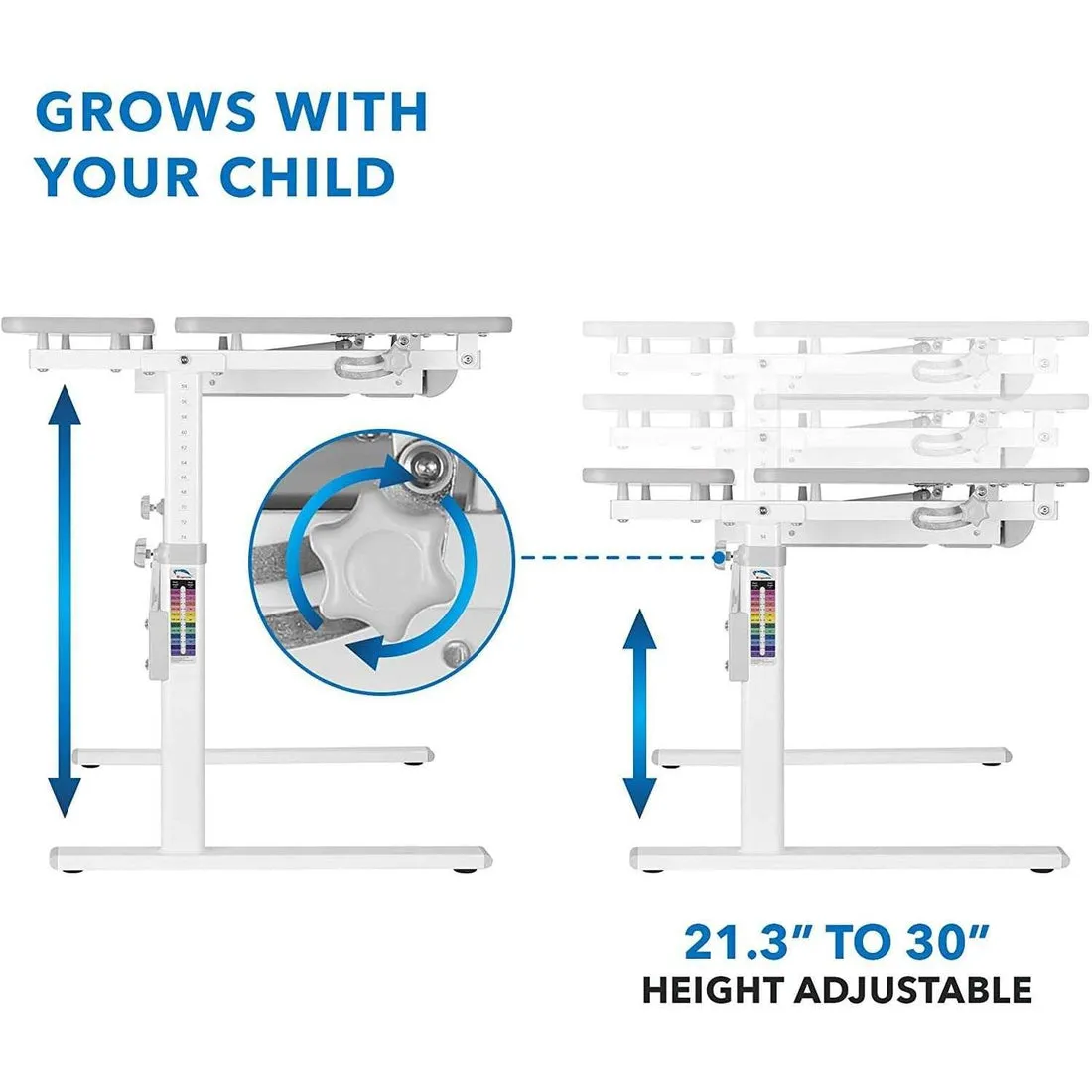 Mount-It! 32"x26" Height-Adjustable Kid's Desk for Children K-12, MI-10204