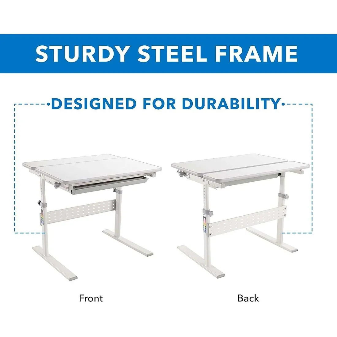 Mount-It! 32"x26" Height-Adjustable Kid's Desk for Children K-12, MI-10204