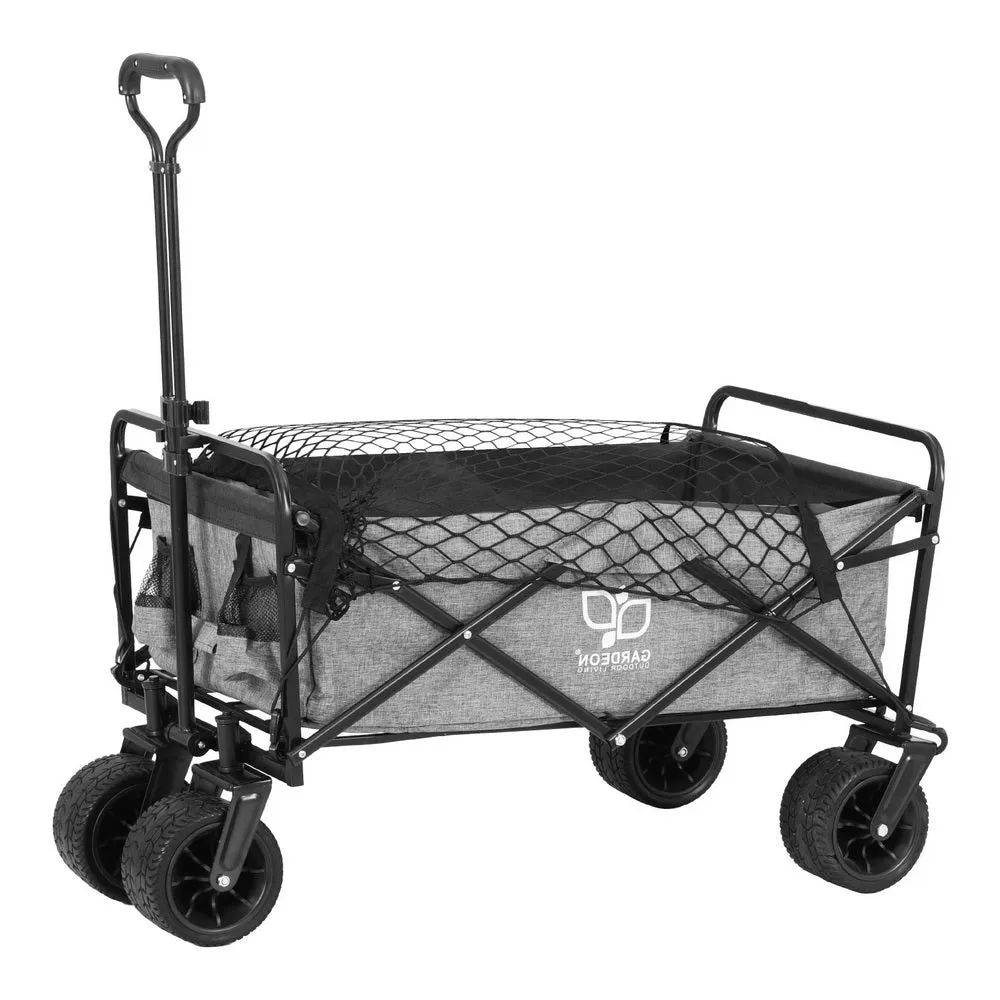 Multifunction Grey Garden Cart with Cargo Net - Gardeon