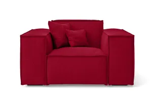 Naples Armchair Red Linen Fabric