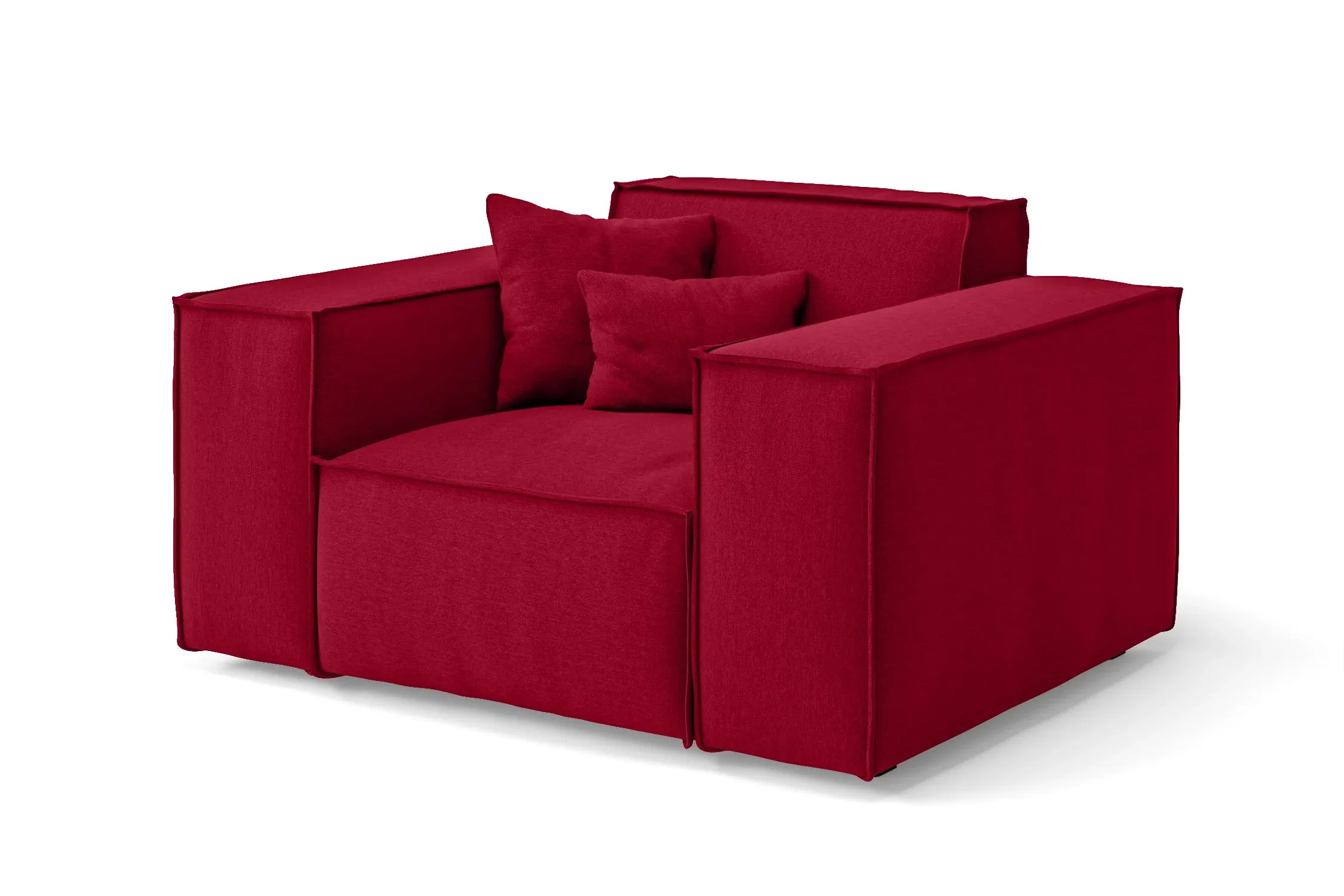 Naples Armchair Red Linen Fabric