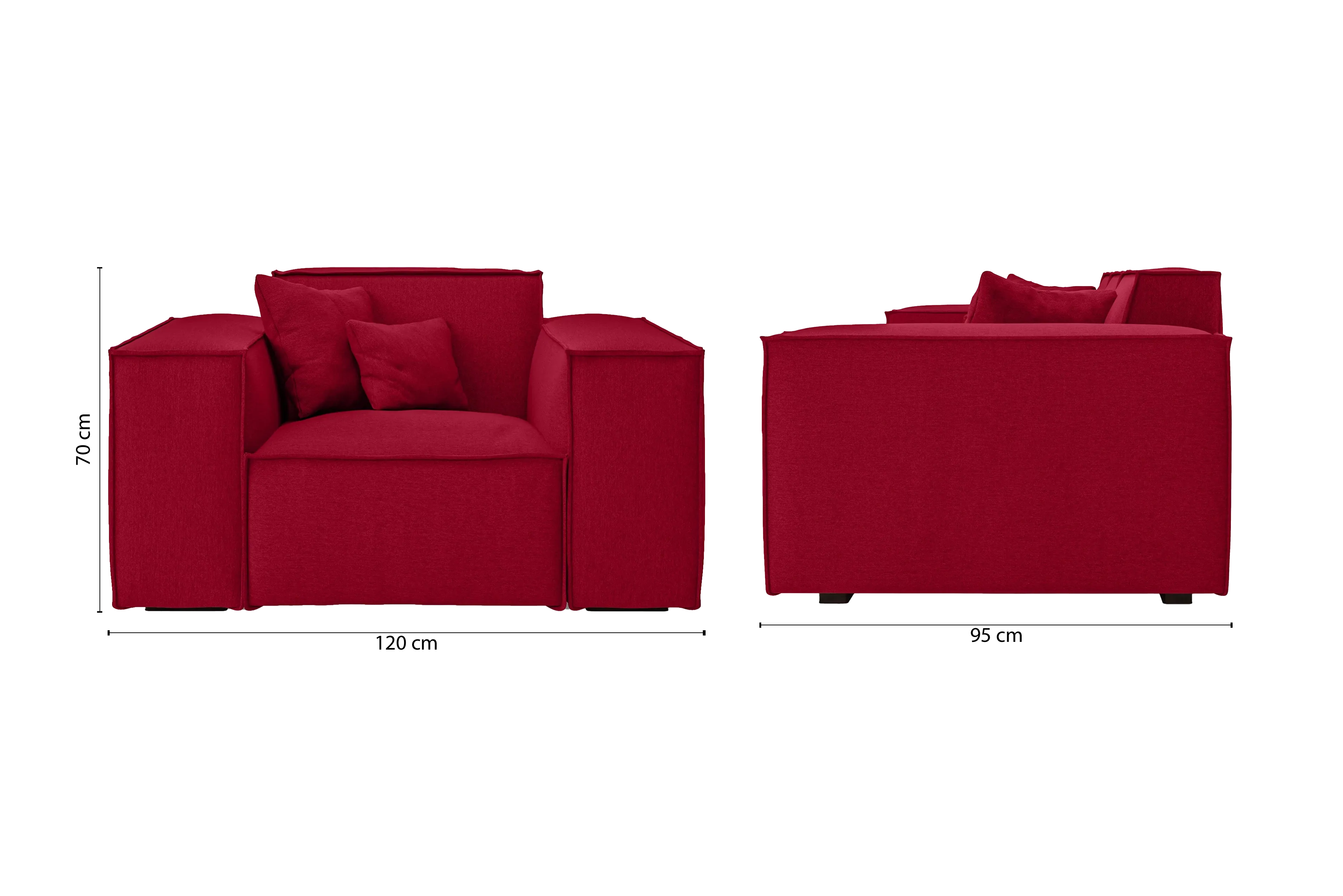 Naples Armchair Red Linen Fabric