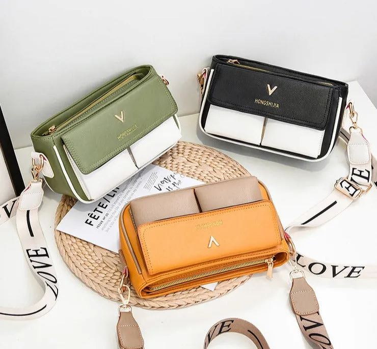 New Fashion Contrast Color Small Square Bag Sweet and Cute Women's Shoulder Crossbody Bag Personalized Design Niche Women's Bag